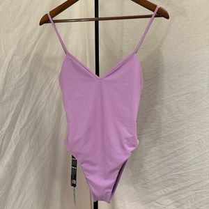 Jolyn Onepiece Swim Suit Lavender Tie Back